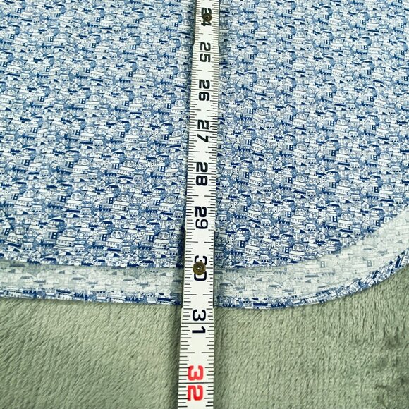 Ike Behar Shirt Mens Large Blue Village Houses Print Casual Sport Button Up - Picture 5 of 12